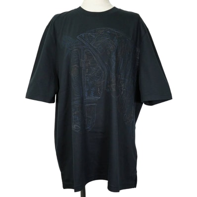 HERMES エルメス 半袖Tシャツ メンズ カドリージュ 刺しゅう入り マリン コットン100% #L H667800HA 新品未使用