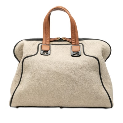 フェンディ カメレオン ハンドバッグ 8BL110 ベージュ パイル レザー レディース FENDI 【中古】
