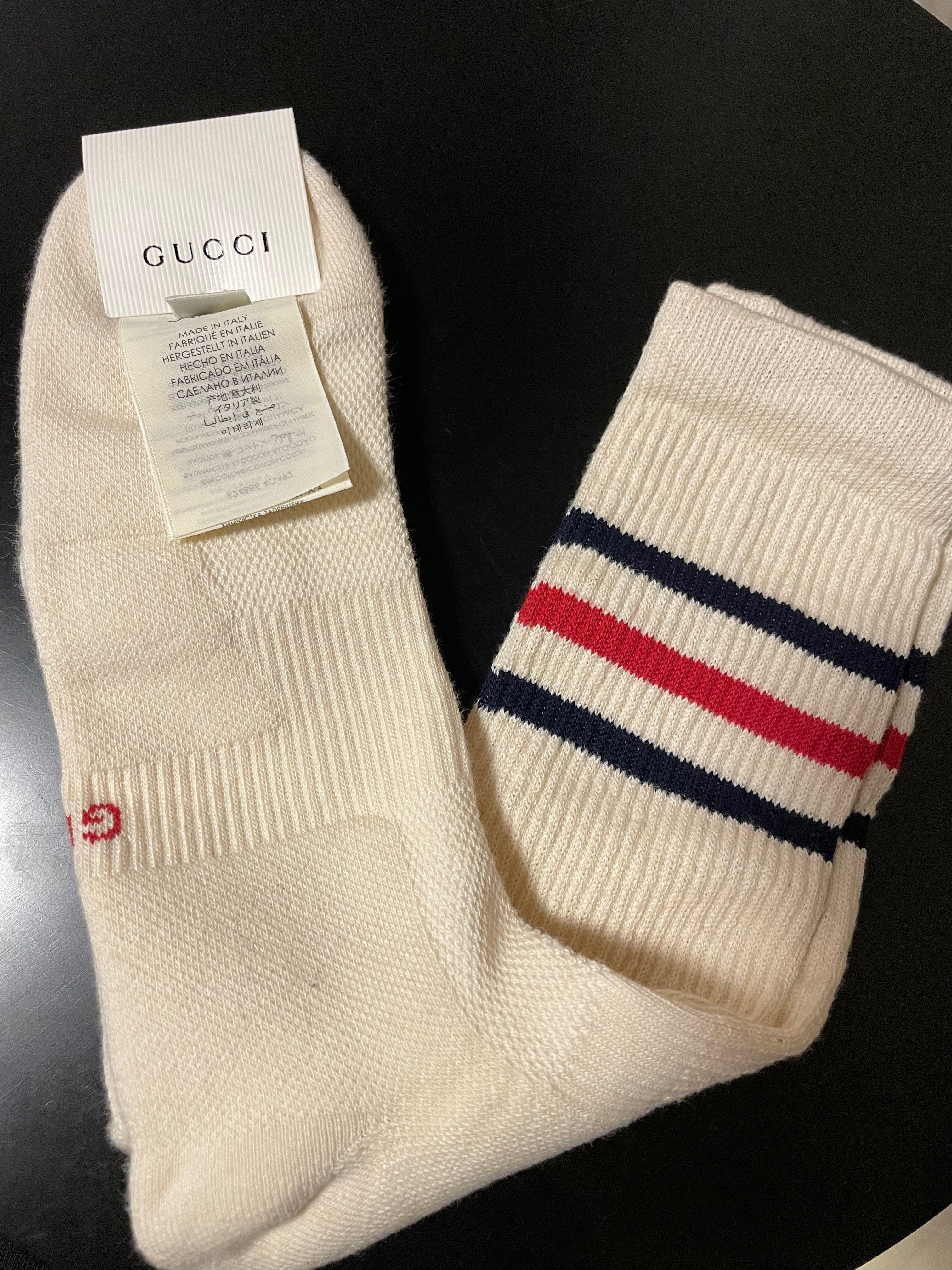 GUCCI Logo Stripe Cottonsocks "Ivory"