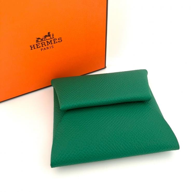 エルメス HERMES バスティア ヴェルソ エプソン ヴェールヴェルティゴ/ジョーヌミルト B刻印 コインケース【鑑定済み】正規品