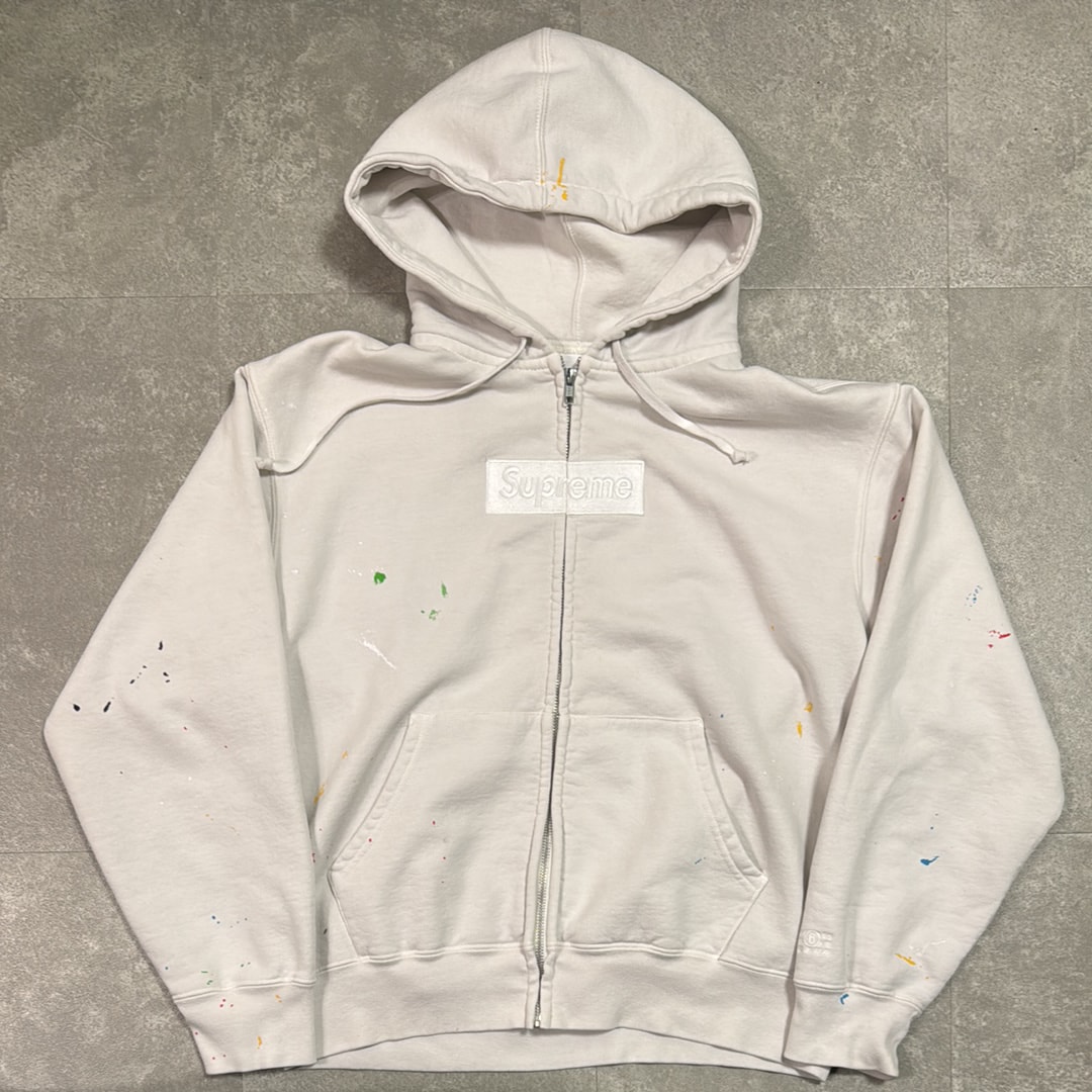 Supreme x MM6 Maison Margiela Box Logo Zip Up Hooded Sweatshirt "White"