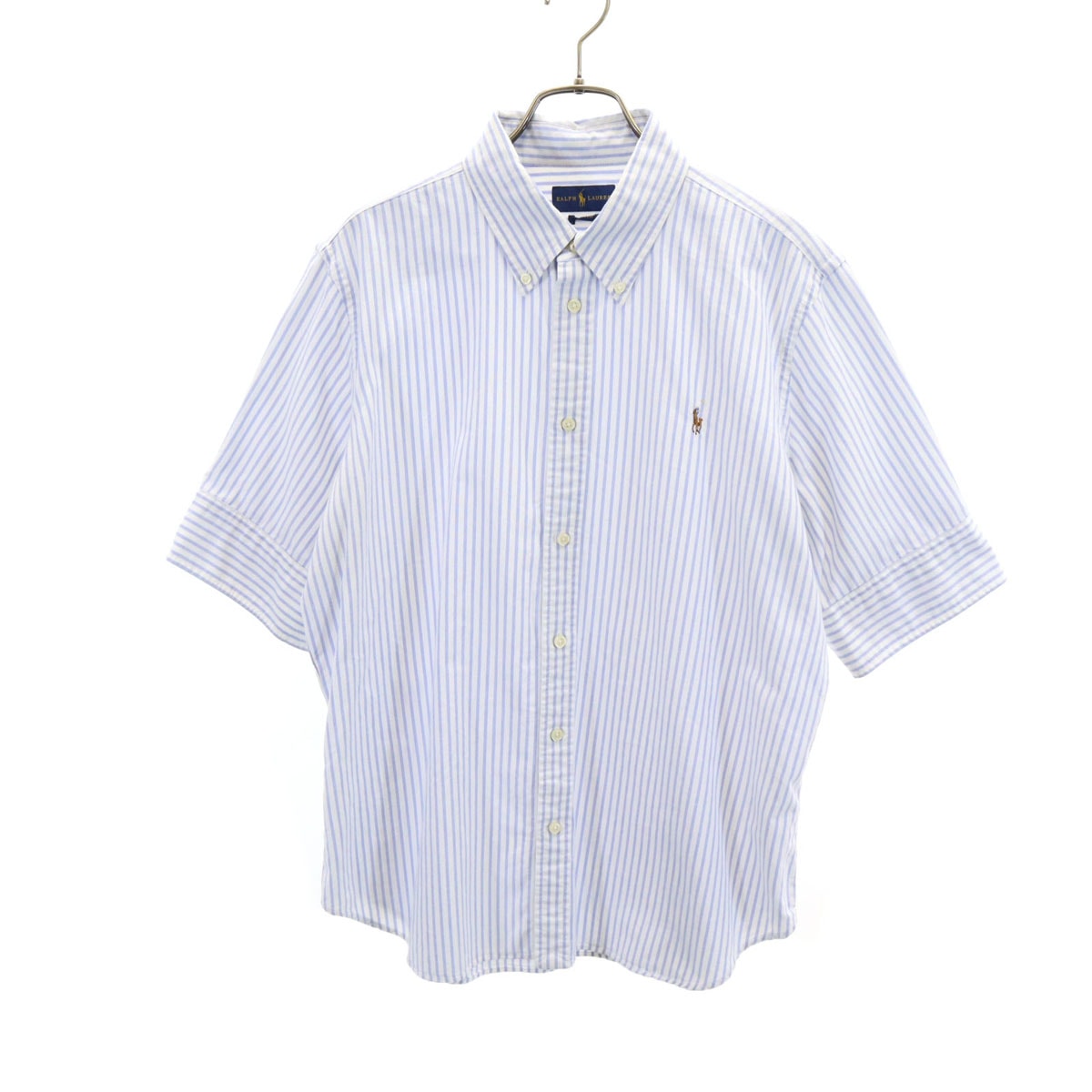 RALPH LAUREN ラルフローレン ストライプ柄 半袖 ボタンダウンシャツ XL ホワイト