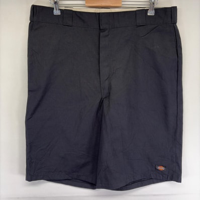 古着 ディッキーズ Dickies パンツ ワーク ハーフパンツ ショート ワンポイントロゴ ジッパーフライ w40 ブラック系 メンズ