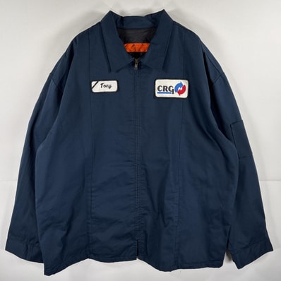 古着 レッドキャップ RED KAP ワークジャケット 襟付き フルジップ ワッペン ブルゾン 大きいサイズ 3XL LN ネイビー メンズ