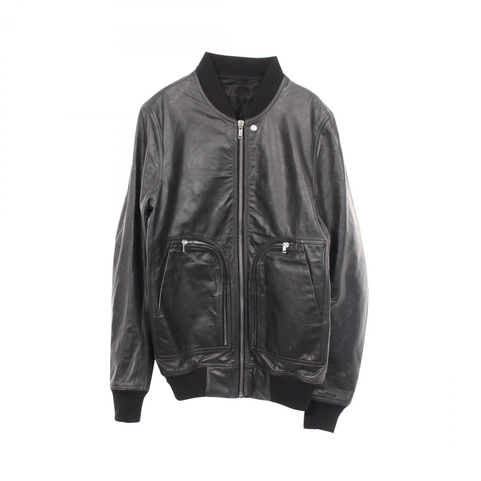 リックオウエンス Rick Owens BAUHAUS FLGHIT ダメージ加工 革ジャン 衣料品 アウター レザー メンズ グレー系 / ブラック系 RU01E5771-LTP 【中古】