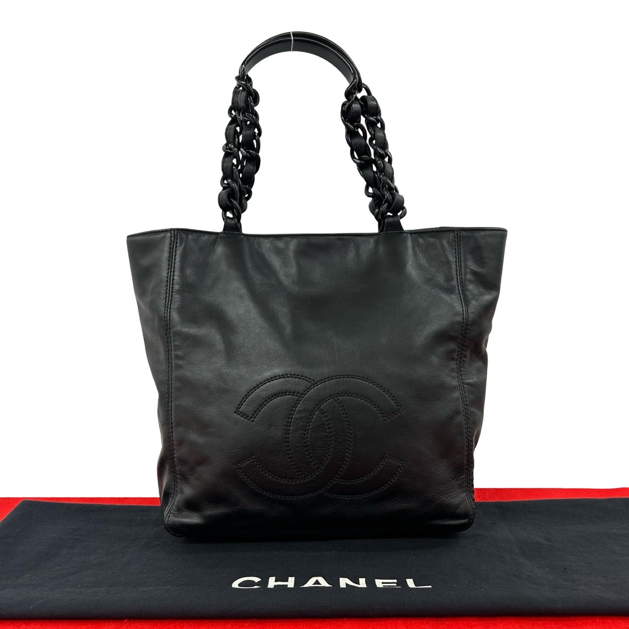 CHANEL シャネル ココマーク ラムスキン プラスチック ハンドバッグ ブラック
46014
