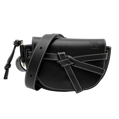 LOEWE ロエベ ゲート バムバッグ ミニ ウエストバッグ レザー ブラック レディース 【中古】