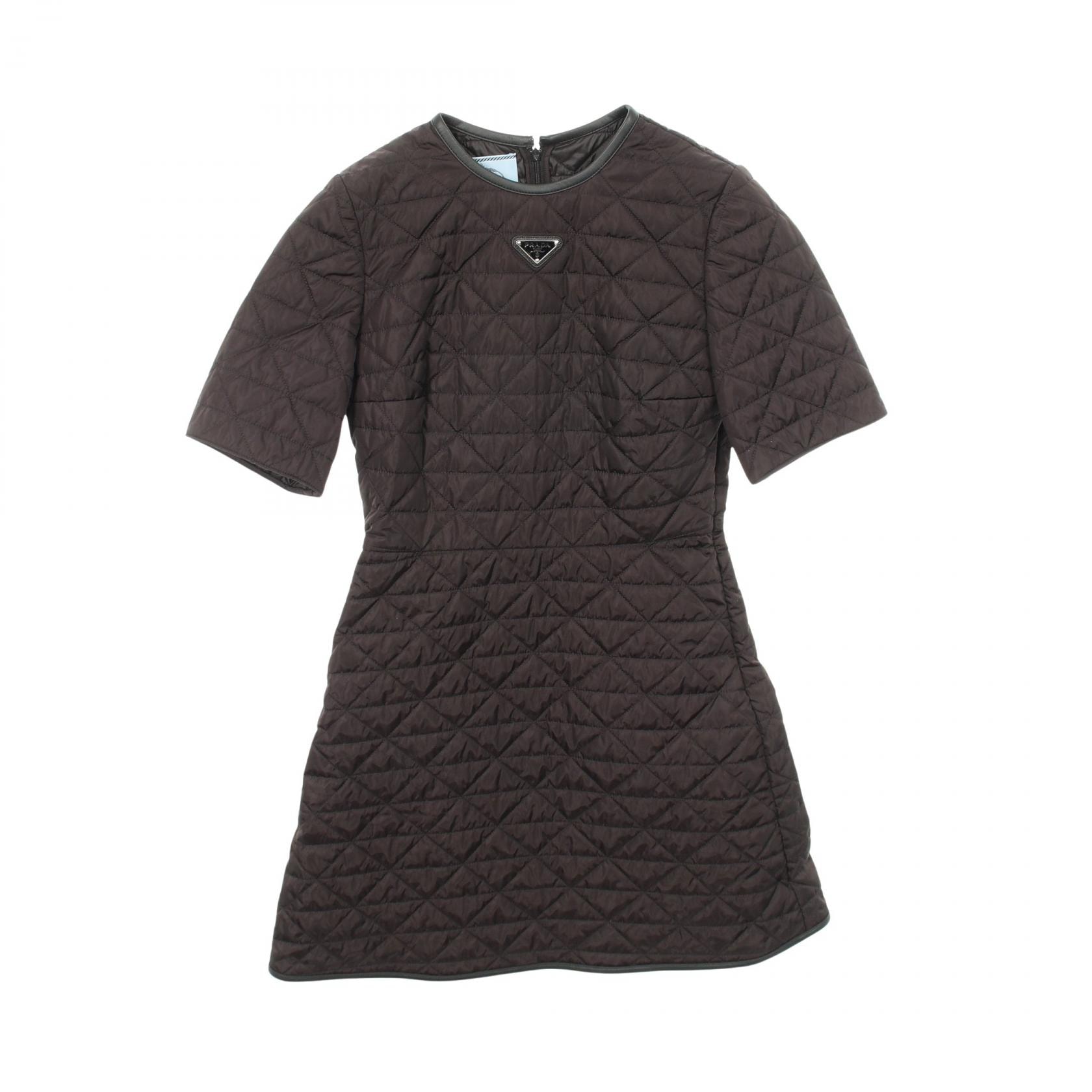 プラダ PRADA RE-NYLON キルティングドレス ワンピース 衣料品 トップス ナイロン レディース ブラック系 【中古】