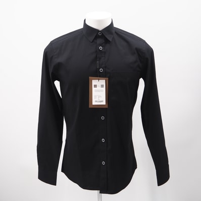 極美品 BURBERRY バーバリー コットン ロングスリーブシャツ XS XS 8028876 長袖シャツ ブラック 綿 メンズ