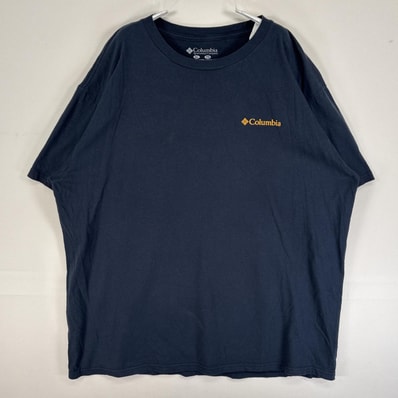 古着 コロンビア Columbia 半袖Tシャツ アウトドア 大きいサイズ クルーネック XL ネイビー 両面プリント メンズ