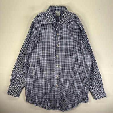 古着 ブルックスブラザーズ Brooks Brothers 長袖シャツ カラーステイ L ブルー系 チェック メンズ