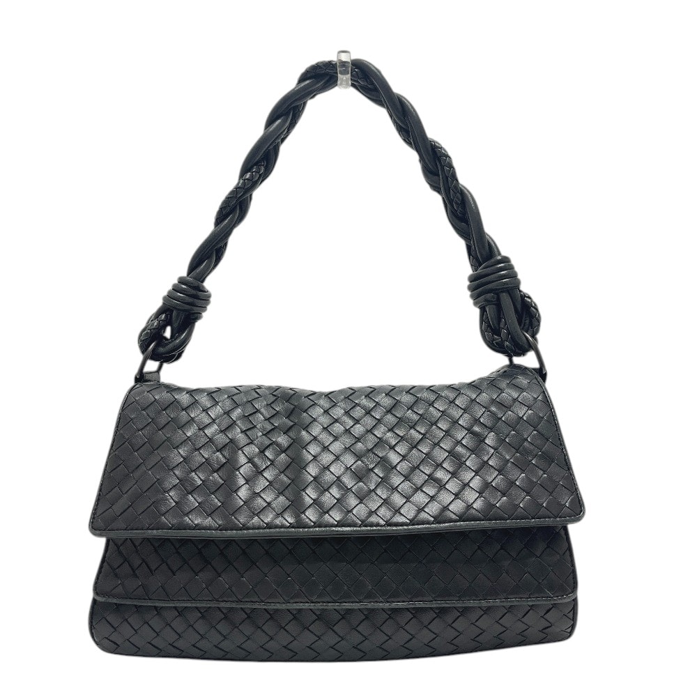 ボッテガヴェネタ BOTTEGA VENETA イントレチャート 145195 カバン 肩掛け フラップ ショルダーバッグ レザー ブラック