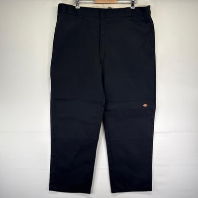古着 ディッキーズ Dickies パンツ ワークパンツ ダブルニー 大きいサイズ ワンポイントロゴ W42 L32 ブラック系 メンズ