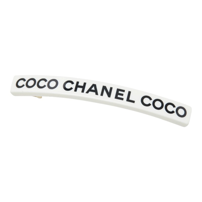 シャネル バレッタ 02P ホワイト ゴールド金具 プラスチック メッキ レディース CHANEL 中古
