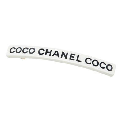 シャネル バレッタ 02P ホワイト ゴールド金具 プラスチック メッキ レディース CHANEL 中古