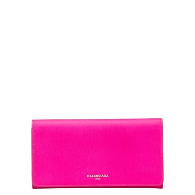 バレンシアガ ロゴ エッセンシャル 長財布 490624 ピンク レザー レディース BALENCIAGA 【中古】