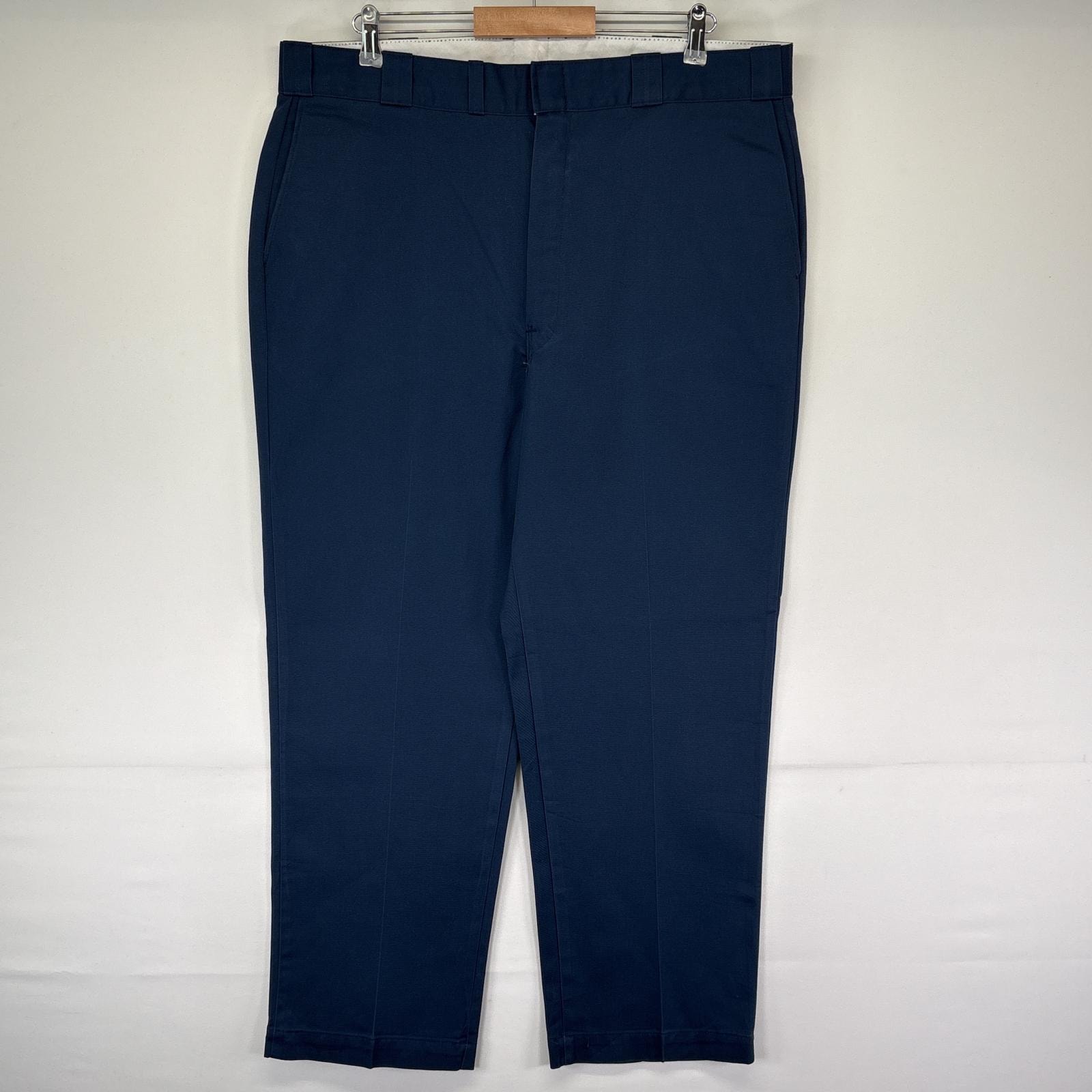 古着 90's/90年代 ディッキーズ Dickies USA製 ワークパンツ チノパン タロンジップ 42TALON 大きいサイズ w40 L30  ネイビー 無地 メンズ