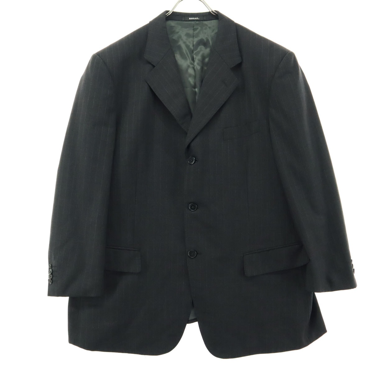 REGAL リーガル ストライプ柄 長袖 テーラードジャケット ブラック系