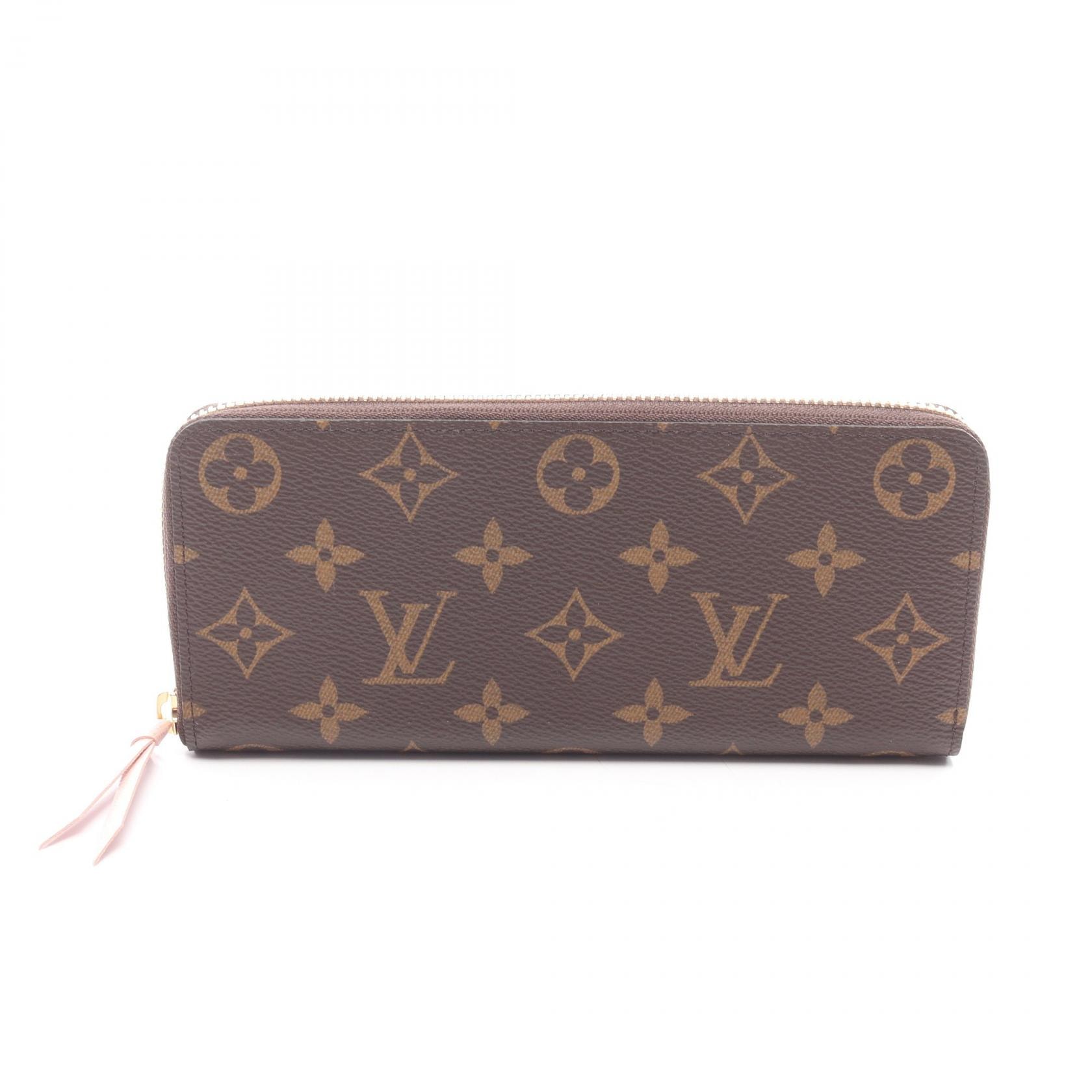 ルイ・ヴィトン LOUIS VUITTON ポルトフォイユ クレマンス ラウンド長財布 財布 レザー PVC モノグラム ローズバレリーヌ レディース ブラウン系 / ピンク系 M61298 【中古】
