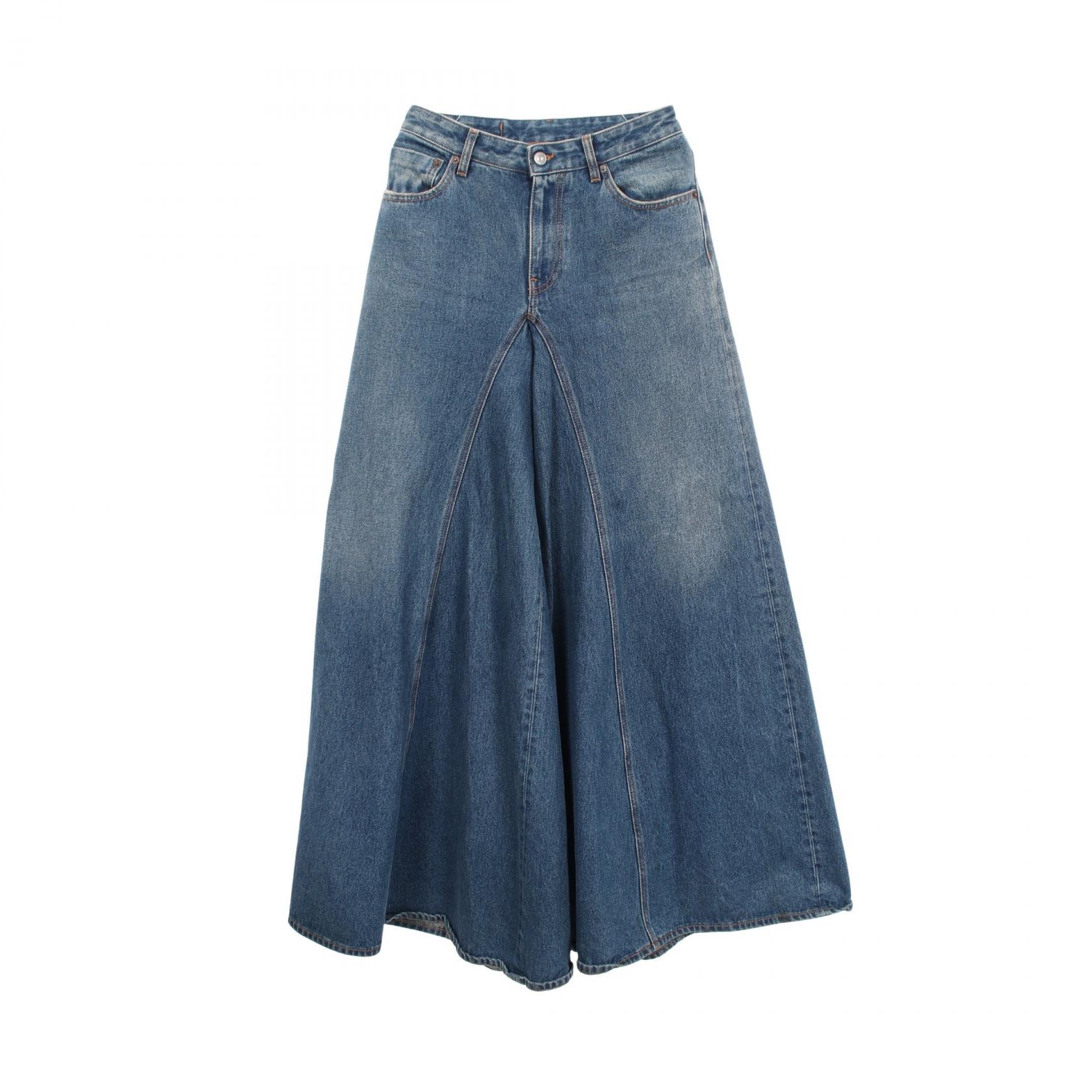 エムエムシックス MM6 ワイド デニムパンツ 衣料品 ボトムス コットン レディース ネイビー系 【中古】