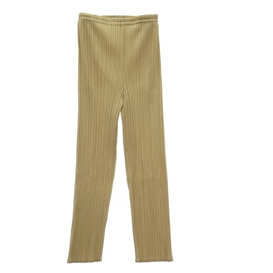 ISSEY MIYAKE イッセイミヤケ PP05-JF618 銀タグ プリーツ加工 イージー パンツ ベージュ系 S【中古】