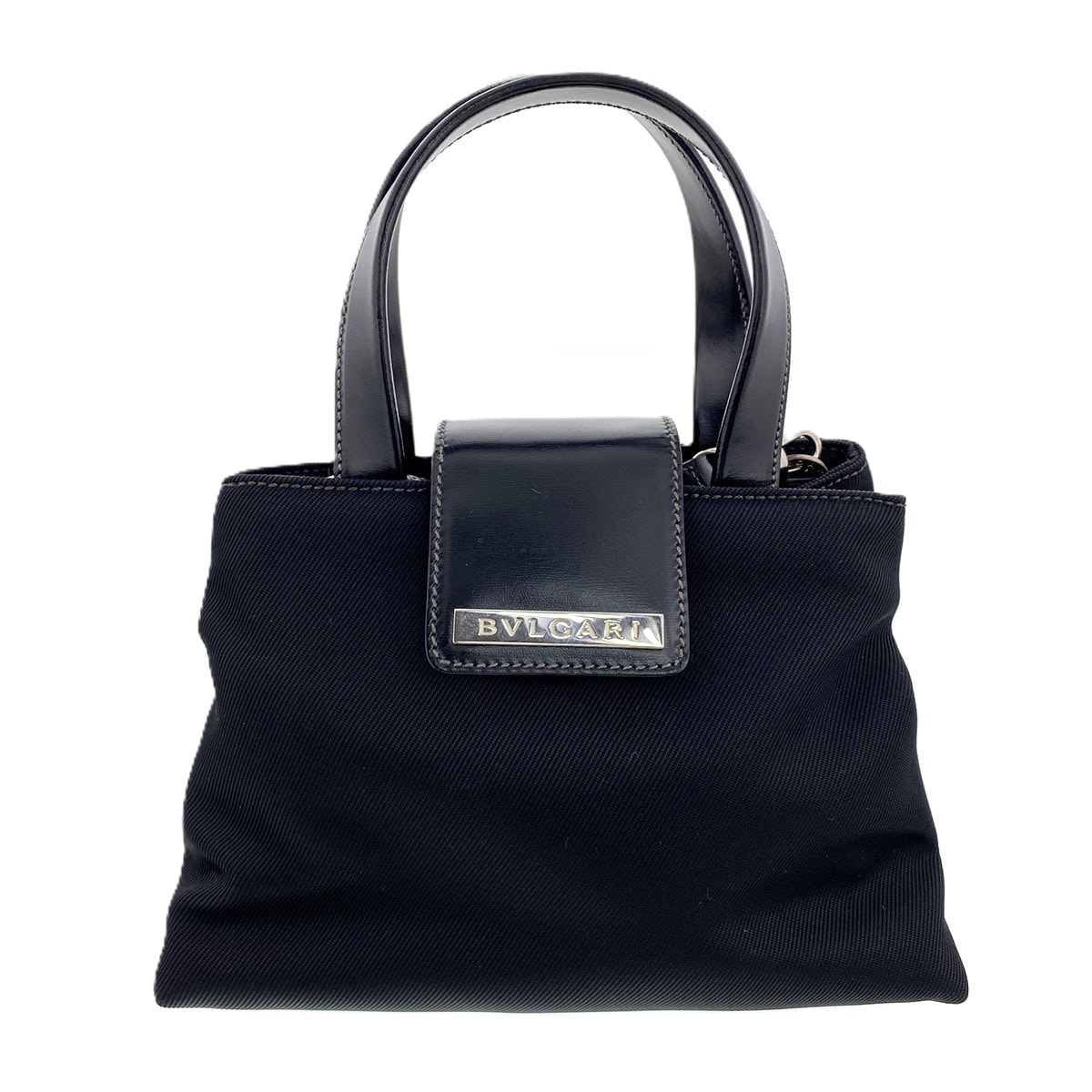 BVLGARI ブルガリ ナイロン ミニ バッグ ショルダーバッグ ナイロン レザー ブラック  レディース【中古】