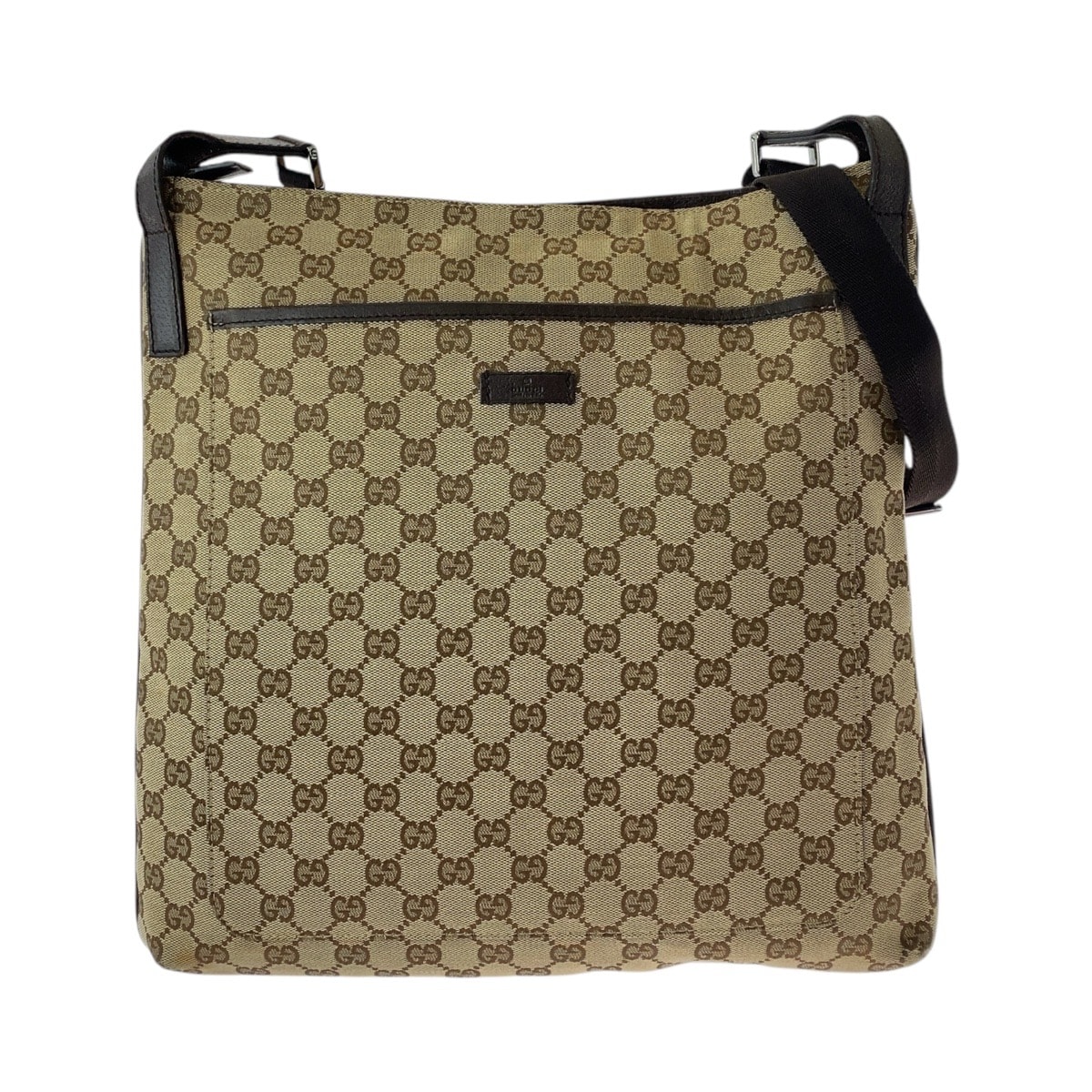 美品 GUCCI グッチ ベージュ ブラウン GGキャンバス レザー/ ショルダーバッグ メッセンジャーバッグ 506610 【中古】