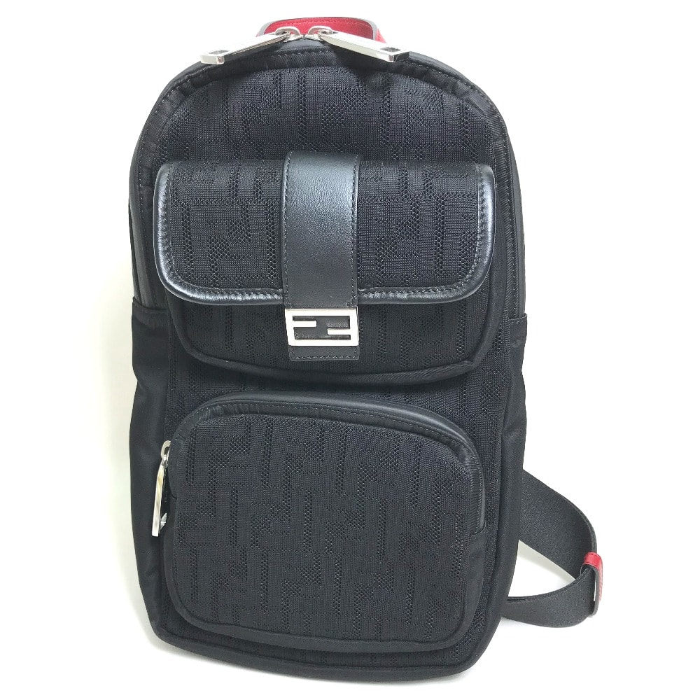 フェンディ FENDI ズッカ FF柄 7VZ049 ベルトバッグ カバン クロス ボディバッグ ショルダーバッグ ファブリック/レザー NERO ブラック/レッド