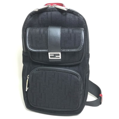 フェンディ FENDI ズッカ FF柄 7VZ049 ベルトバッグ カバン クロス ボディバッグ ショルダーバッグ ファブリック/レザー NERO ブラック/レッド