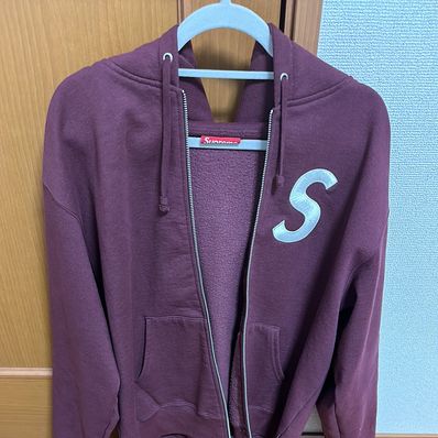 Supreme S Logo Zip Up Hooded Sweatshirt "Maroon"