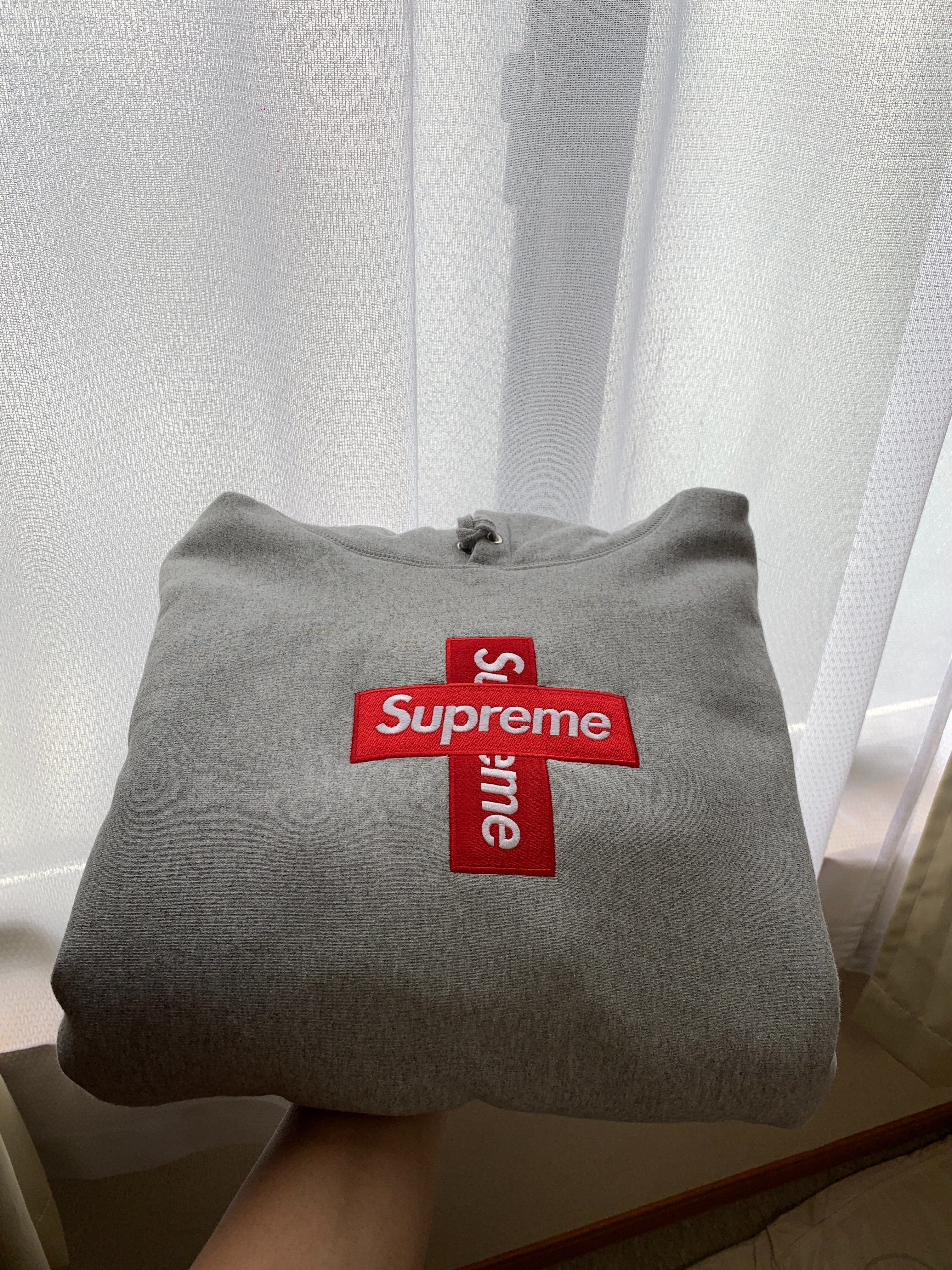 Supreme Cross Box Logo Hooded Sweatshirt "Grey"