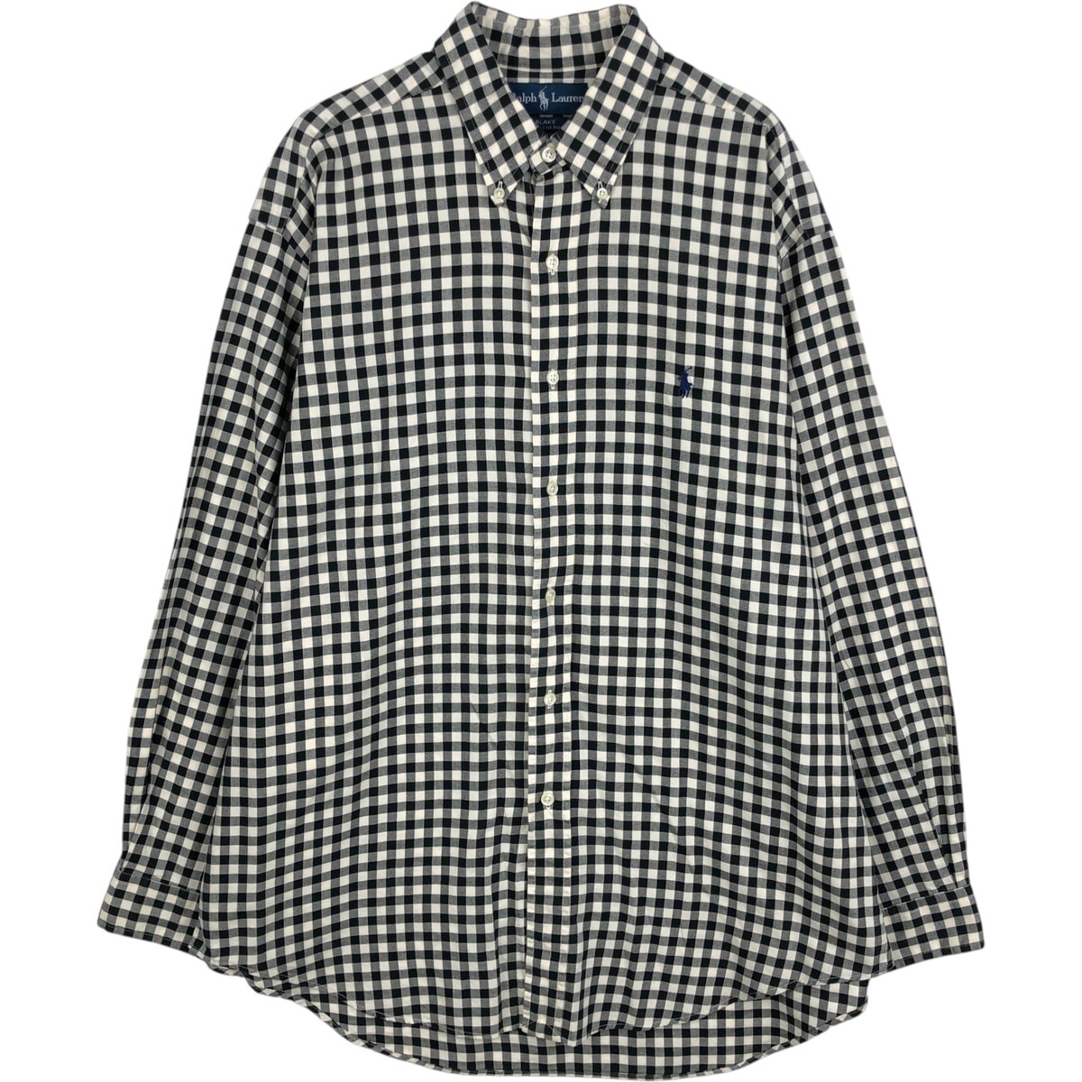古着 ラルフローレン Ralph Lauren BLAKE チェッカーフラッグ 長袖 ボタンダウンチェックシャツ メンズL相当/eaa650107