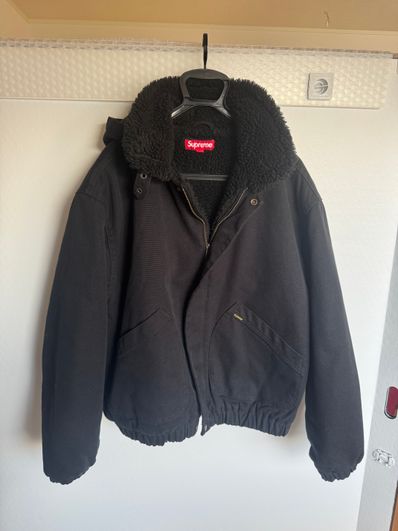 Supreme Faux Shearling Lined Bomber Jacket "Black"