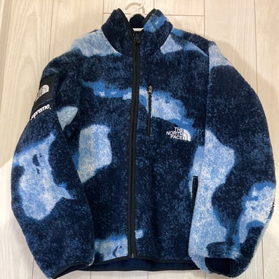 Supreme x The North Face Bleached Denim Print Fleece Jacket "Indigo"
