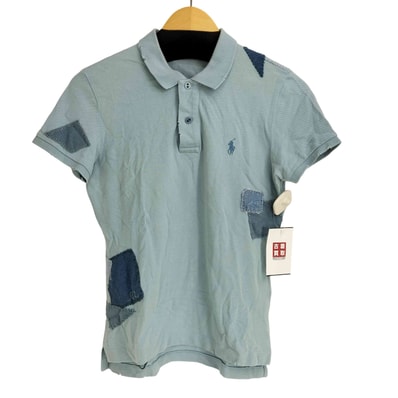 90-00S THE SKINNY POLO スモールポニー刺繍パッチワークダメージデザイン S/S ポロシャツ【1143351470913】