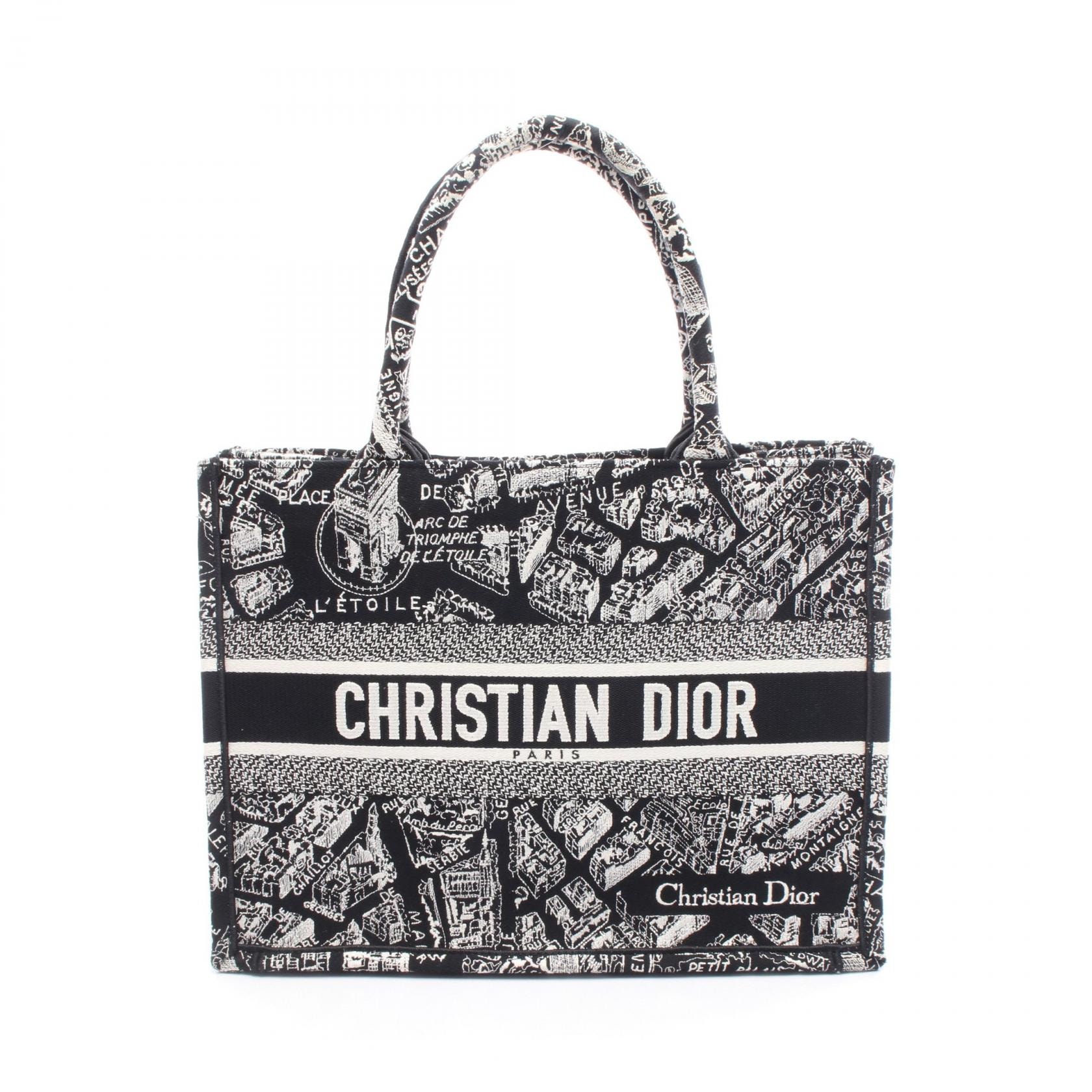 ディオール Dior BOOK TOTE ブックトート ミディアム トートバッグ バッグ キャンバス レディース ブラック系 / ホワイト系 M1296ZOMP 【中古】
