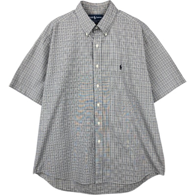古着 ラルフローレン Ralph Lauren BLAKE チェック柄 ガンクラブチェック 半袖 ボタンダウン チェックシャツ メンズL相当/eaa658030