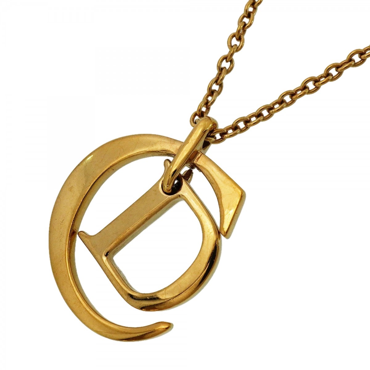 【6jdb0450-k】クリスチャンディオール ネックレス CDロゴ GPメッキ ゴールド【中古】レディース