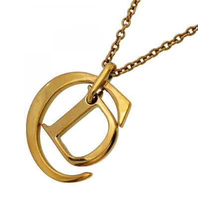 【6jdb0450-k】クリスチャンディオール ネックレス CDロゴ GPメッキ ゴールド【中古】レディース