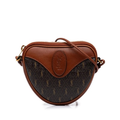 サンローラン マイクロクール コインパース ショルダーバッグ ポシェット 696772 ブラウン PVC レザー レディース SAINT LAURENT 中古
