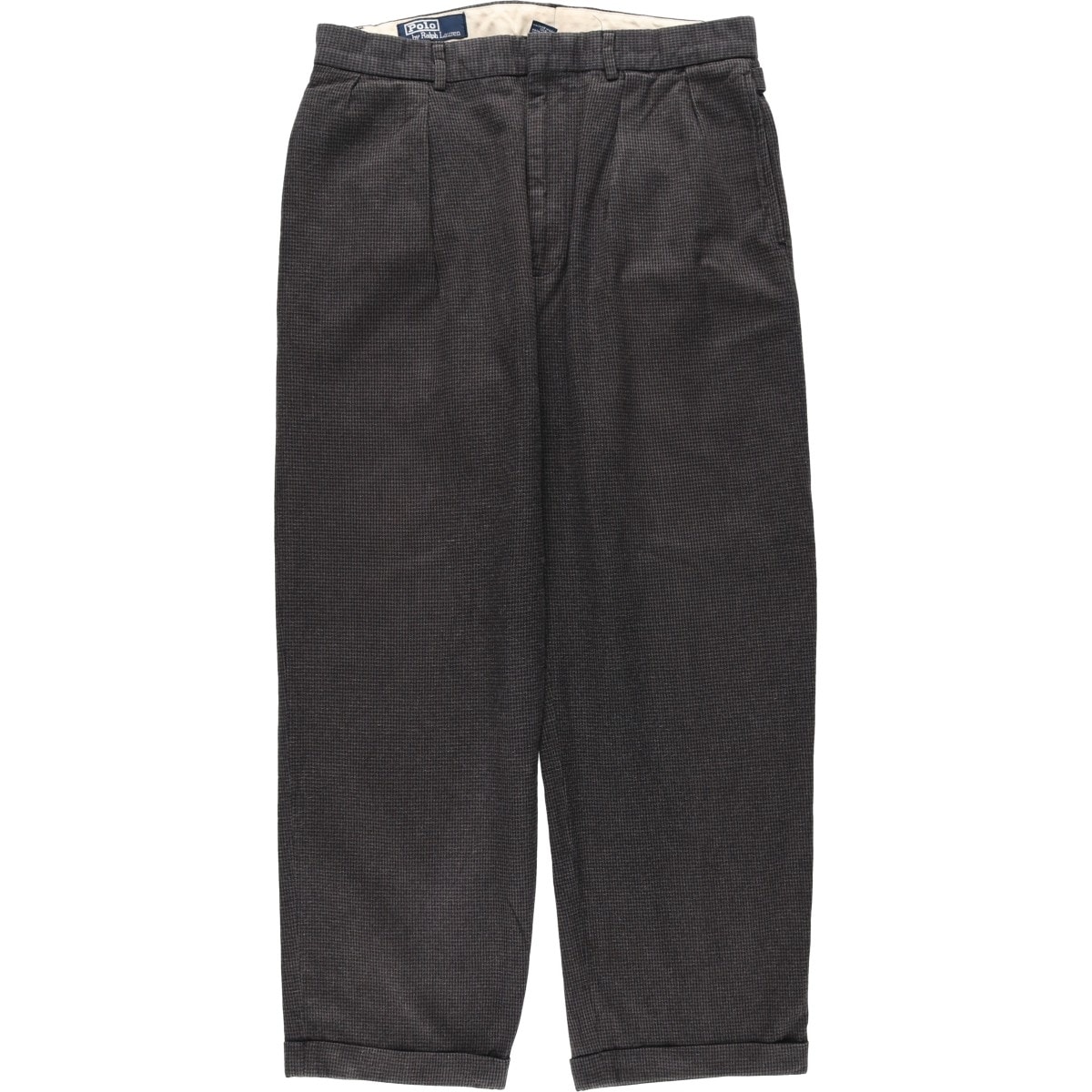 古着 ラルフローレン Ralph Lauren POLO by Ralph Lauren 千鳥格子柄 ツータック コットン スラックスパンツ メンズw32相当/eaa644451