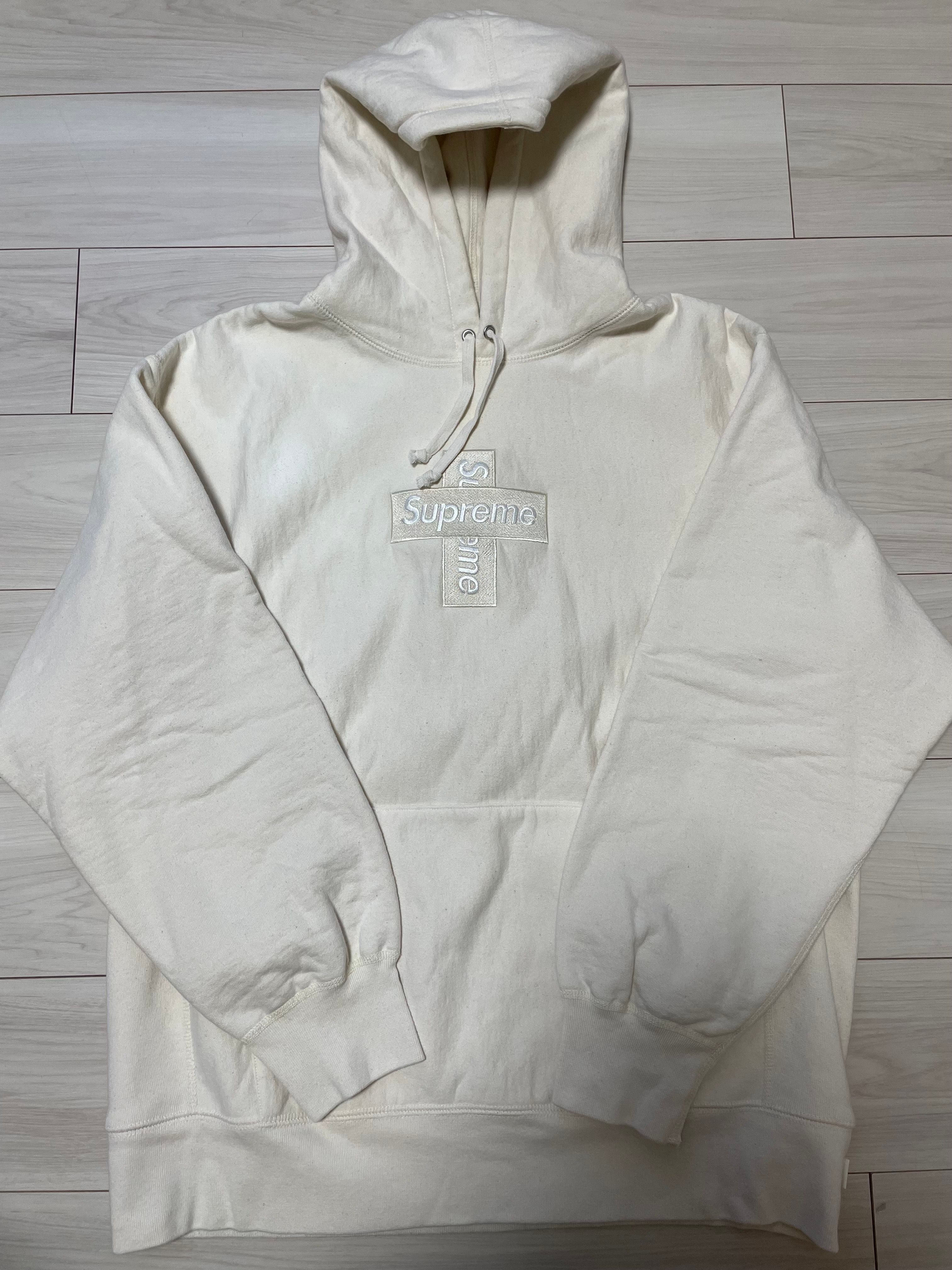 Supreme Cross Box Logo Hooded Sweatshirt "Natural"
