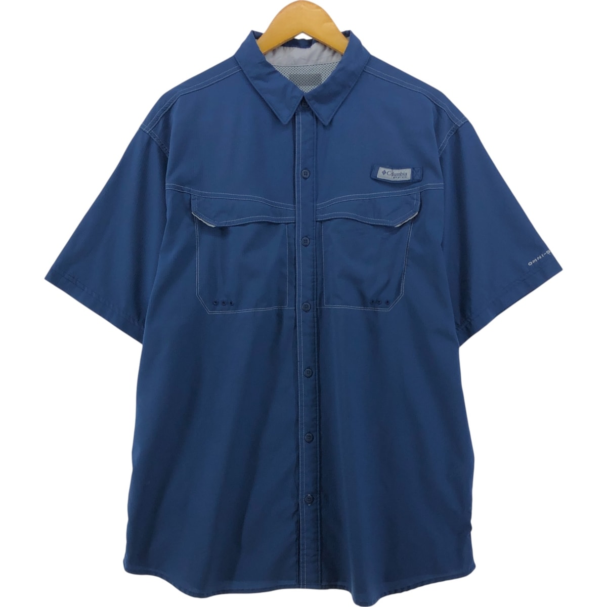 古着 コロンビア Columbia PFG OMNI-SHADE 隠しボタンダウン 半袖 フィッシングシャツ メンズXL相当/eaa555827
