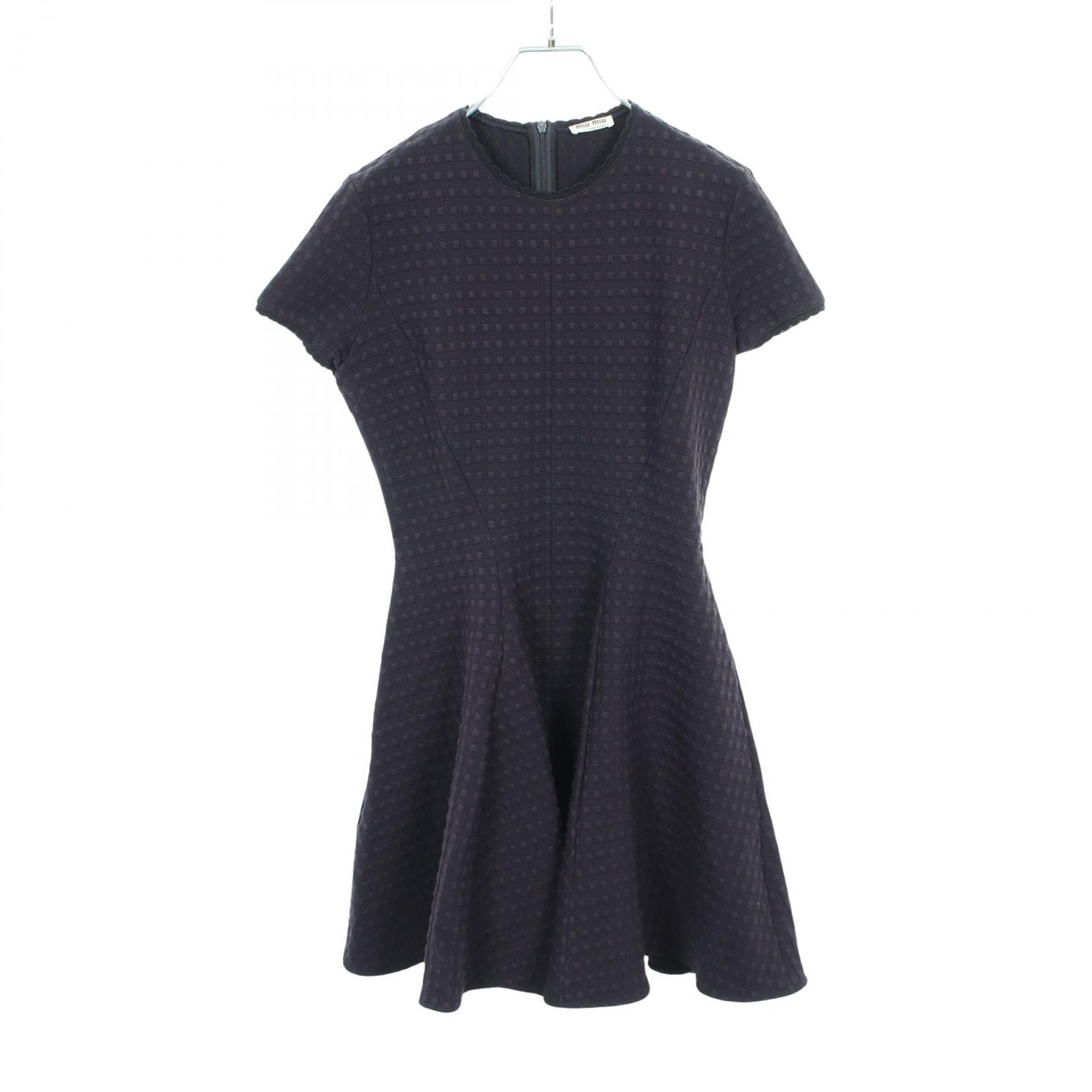 ミュウ ミュウ Miu Miu ワッフルエンボス ワンピース 衣料品 トップス ナイロン レディース ネイビー系 MJA587 【中古】