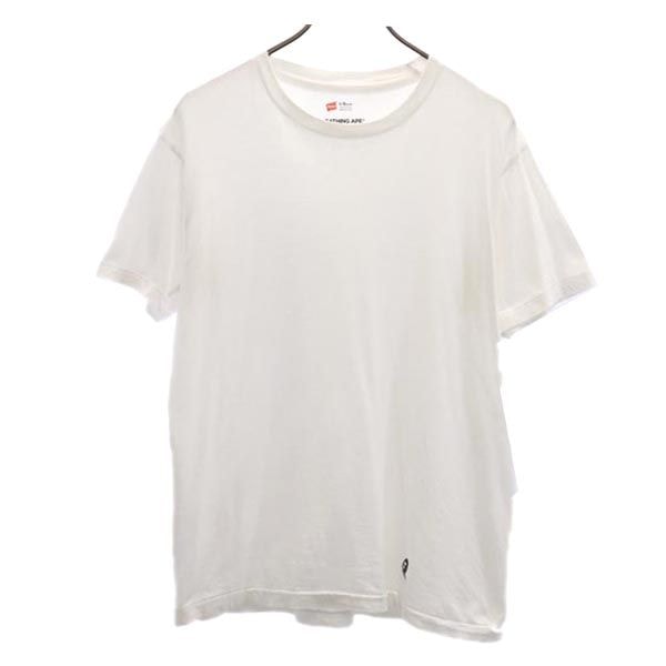 Hanes ヘインズ アベイシングエイプ コラボ 半袖 Tシャツ L ホワイト系 A BATHING APE