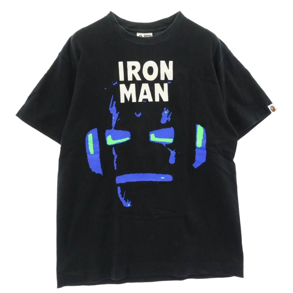 A BATHING APE アベイシングエイプ Tシャツ IRON MAN アイアンマン クルーネック 半袖 Tシャツ ブラック系 M【中古】