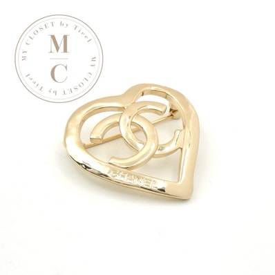 シャネル CHANEL ブローチ コサージュ ゴールド ココマーク ロゴ ハート