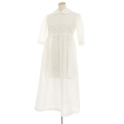 【中古】コムデギャルソン ガール COMME des GARCONS GIRL 2023年春夏 コットン 半袖 パフスリーブ ワンピース ホワイト【サイズS】【レディース】