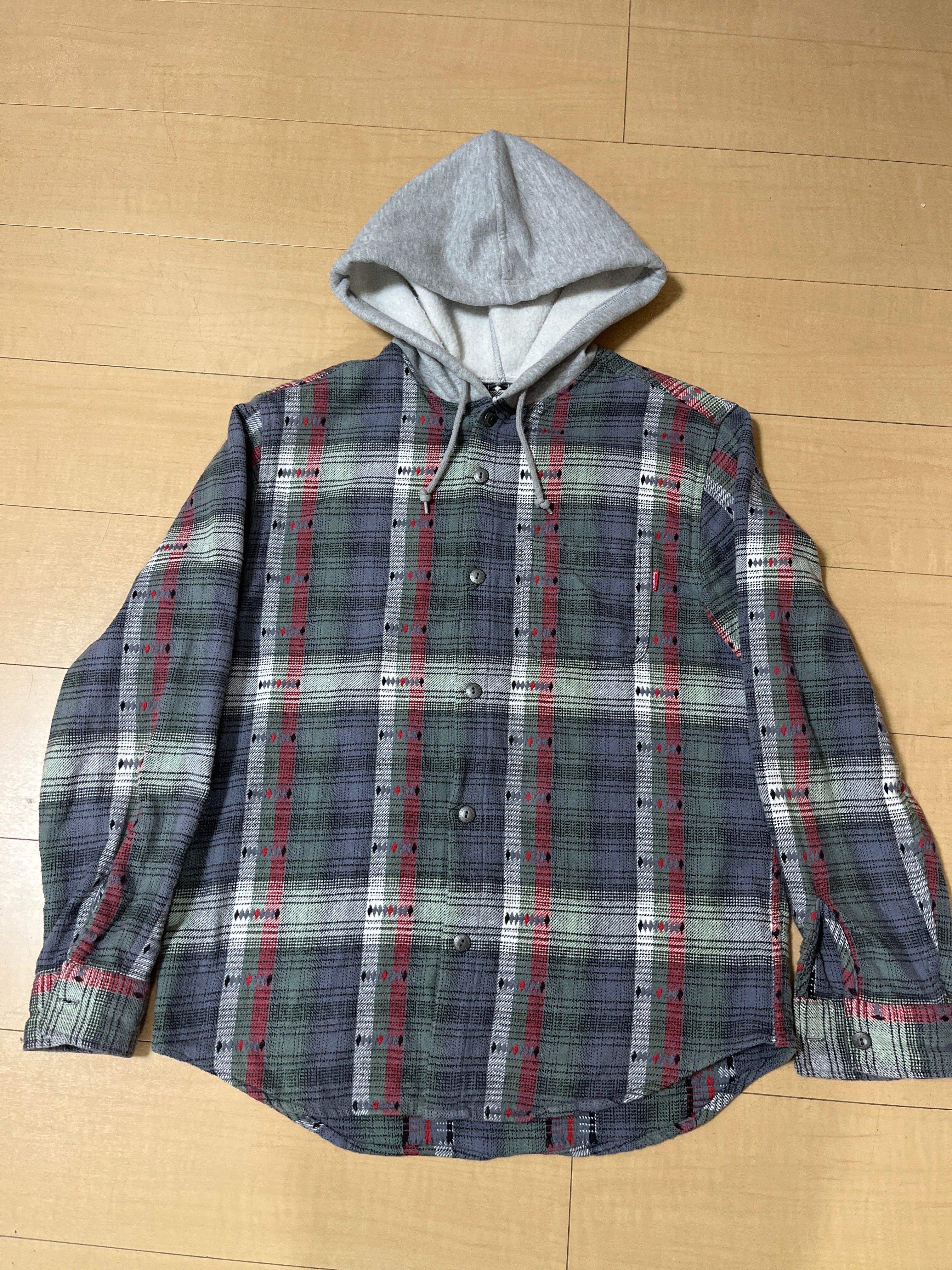 Supreme Hooded Jacquard Flannel Shirt "Navy"
