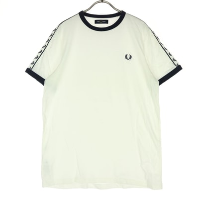 FRED PERRY フレッドペリー 半袖 ローレルテープ リンガー Tシャツ M アイボリー